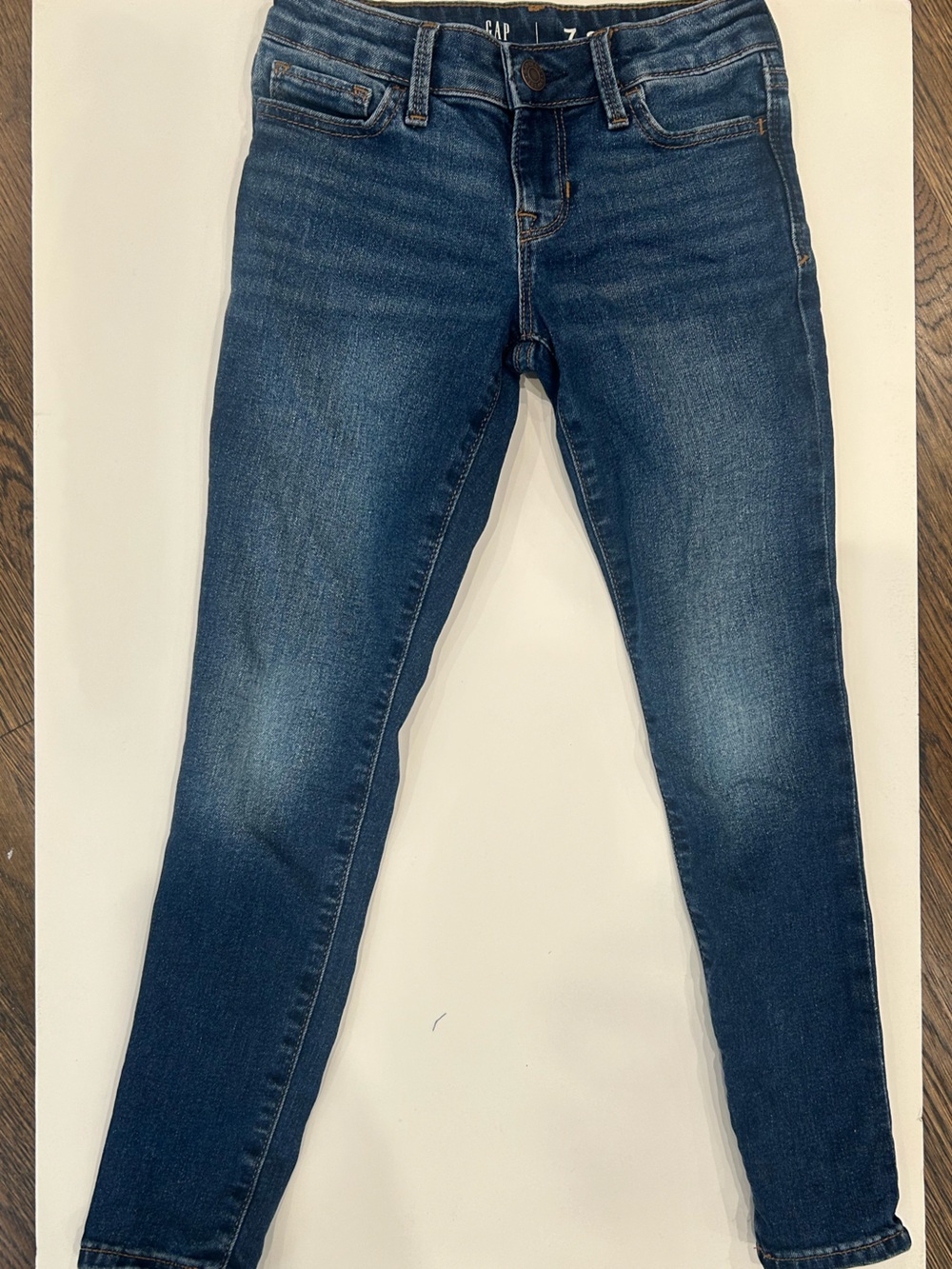 Dark Wash Skinny Jeans - Faded Knee Detail